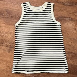 American Giant Black and Cream Striped Tank Top